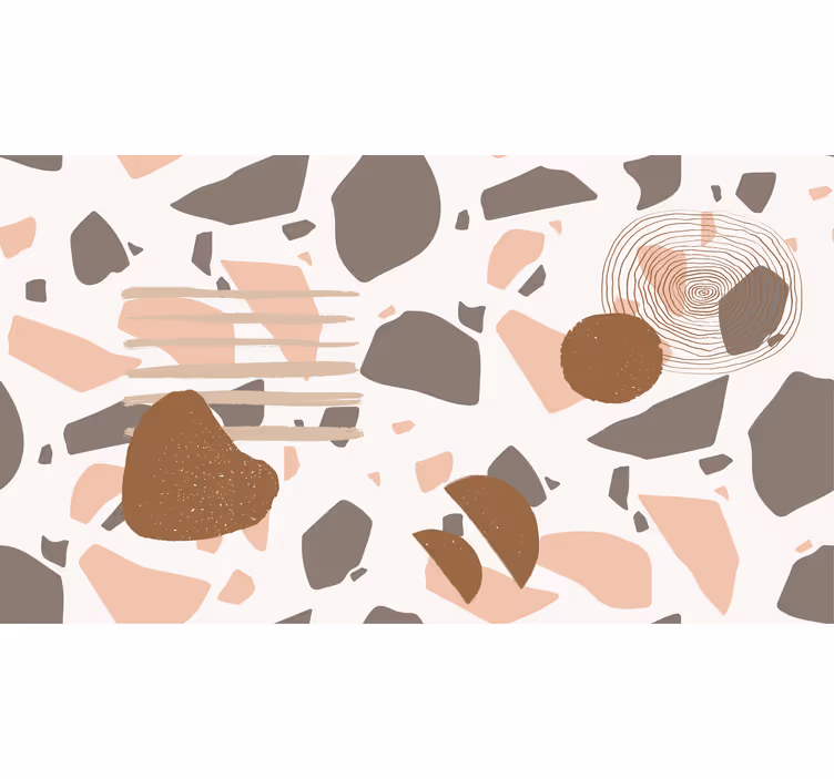 Cortina roller blanca pastel terrazzo con figuras - TenVinilo