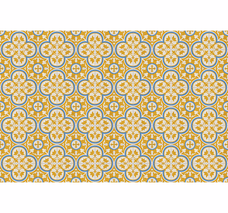 Cortina roller vintage azulejo hidráulico amarillo - TenVinilo