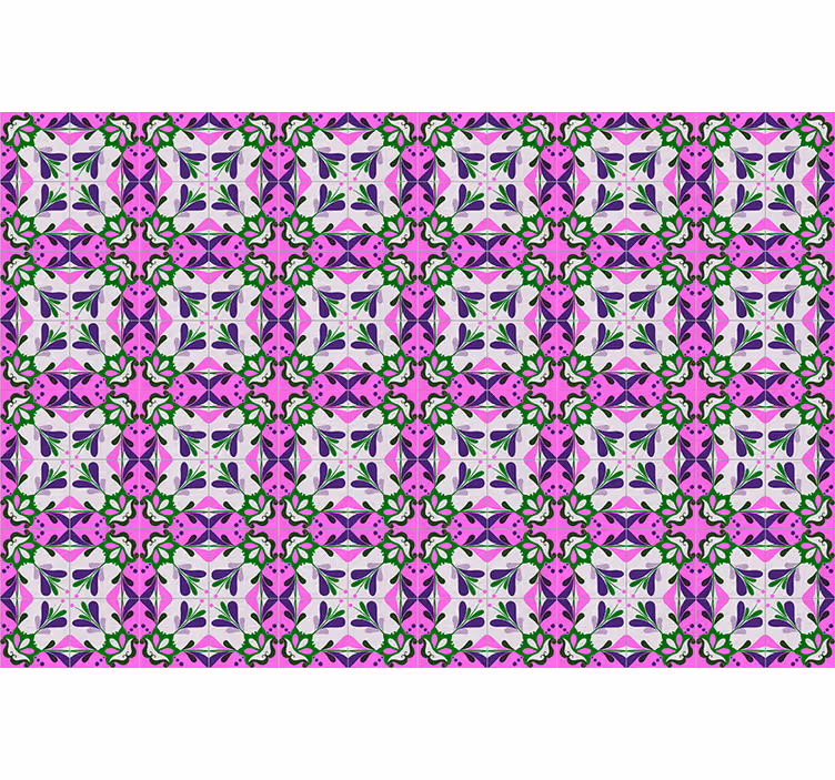 Cortina roller vintage azulejo hidráulico rosa - TenVinilo