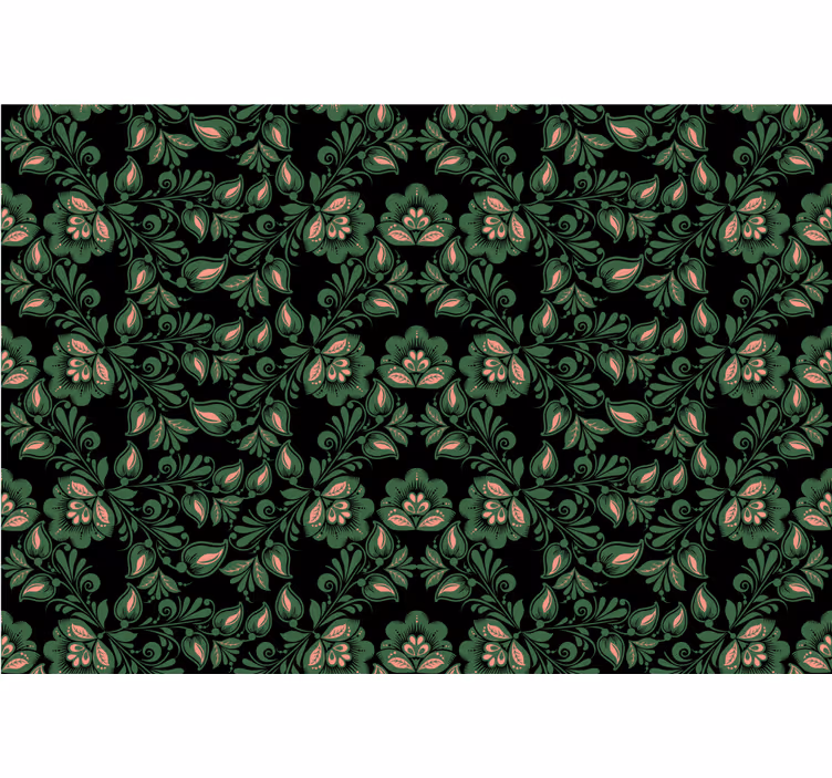 Cortina roller negra estilo floral ruso - TenVinilo