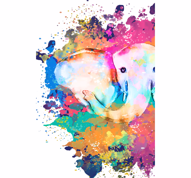 Cortina roller baño elefante de colores vivos - TenVinilo