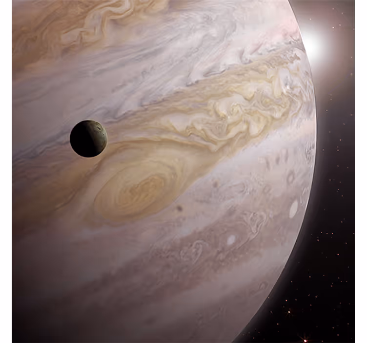Cortina roller oficina diseño espacial dos planetas beige - TenVinilo