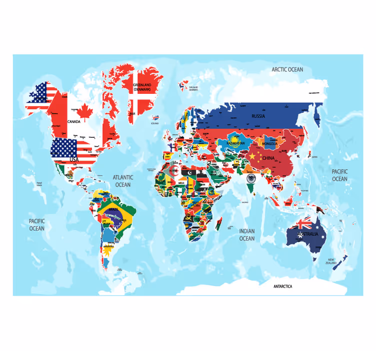 Cortina roller mapamundi banderas de países - TenVinilo