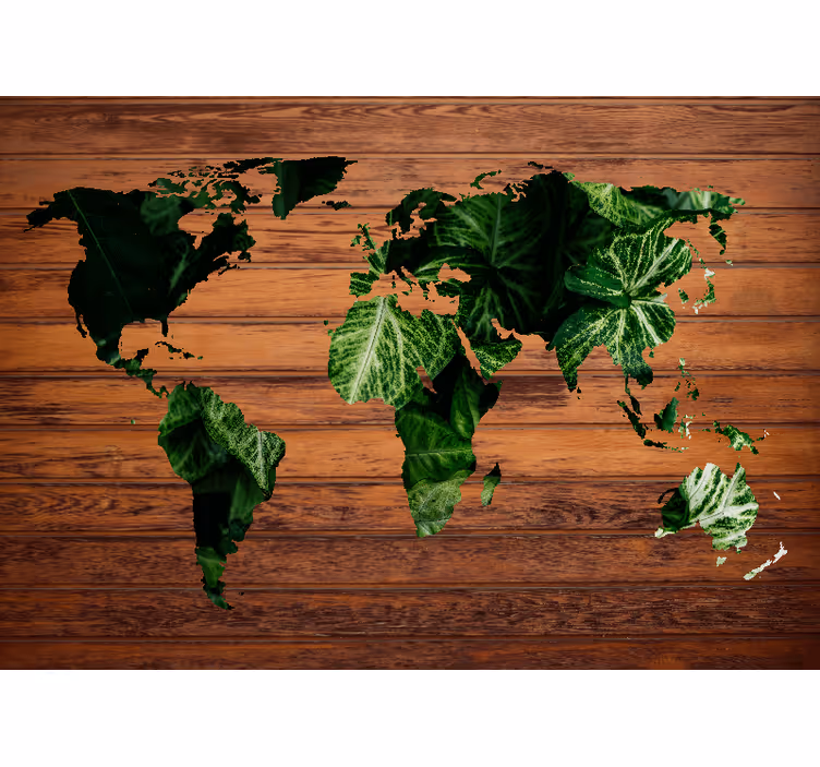 Cortina roller mapamundi mapa del mundo en jungla y madera - TenVinilo