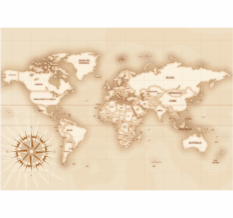 Cortina roller mapamundi mapa mundial vintage - TenVinilo