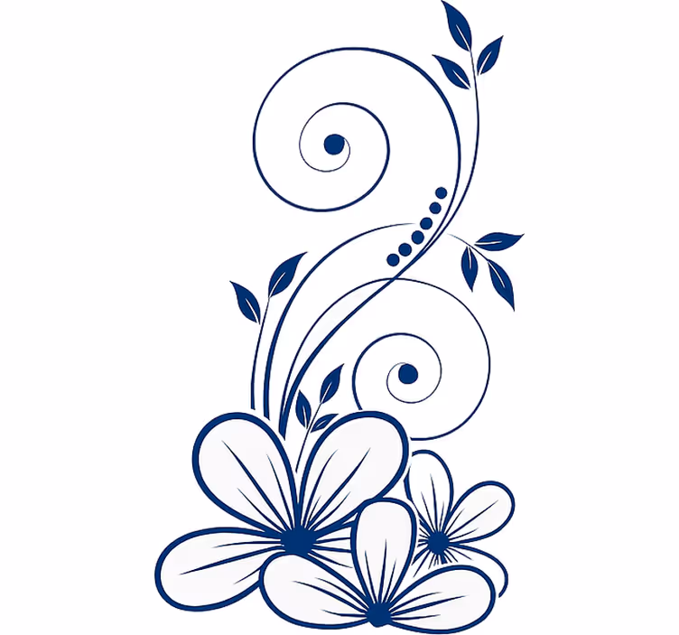 Cortina roller floral remolino floral en azul - TenVinilo