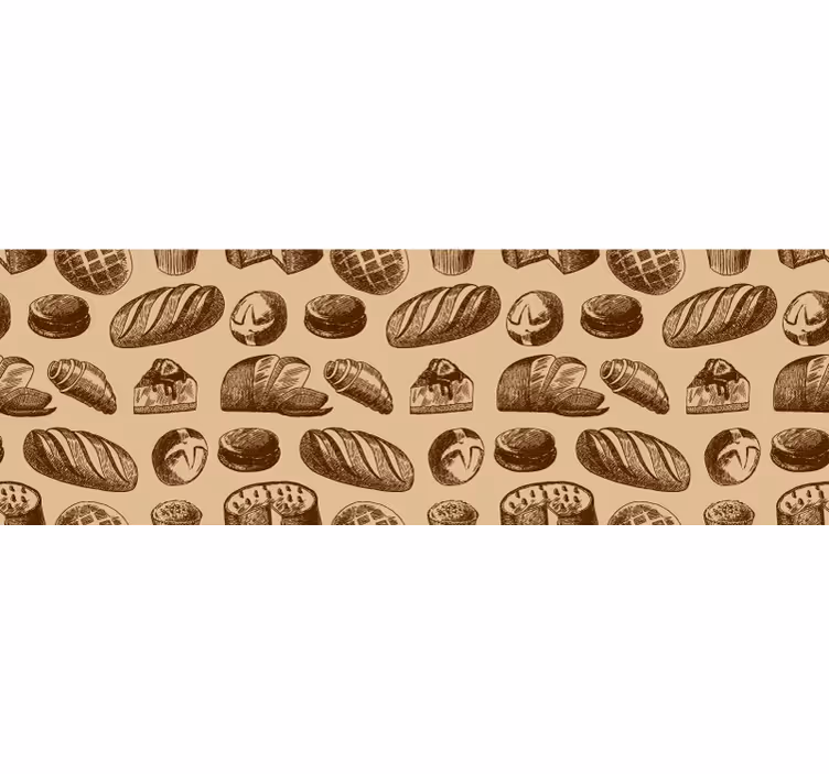 Cortina roller marrón diseño de panadería - TenVinilo