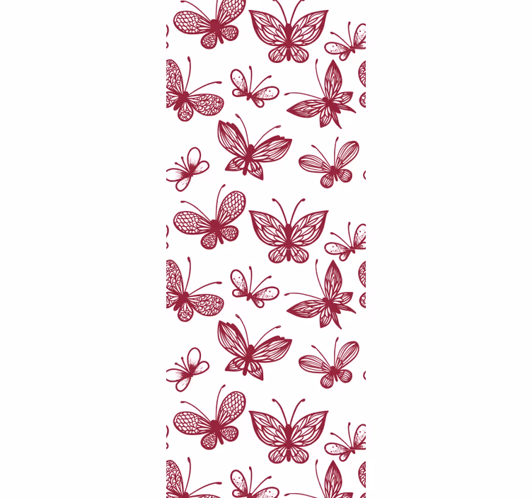 Cortina roller juvenil patrón de mariposas rojas elegante - TenVinilo