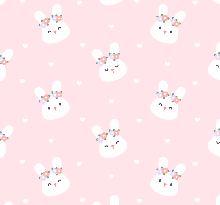 Cortina roller para bebé con conejitos en fondo rosa - TenVinilo