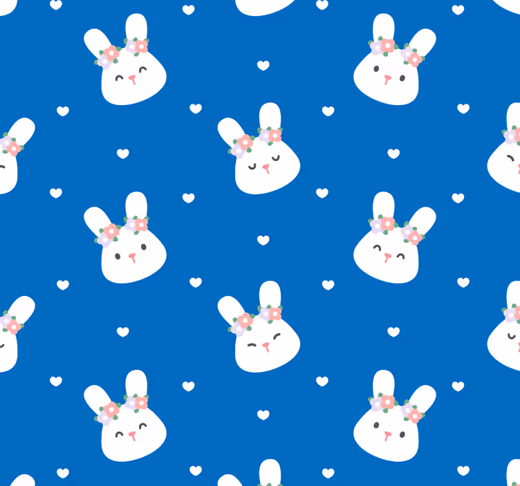 Cortina roller para bebé con conejitos en fondo azul - TenVinilo