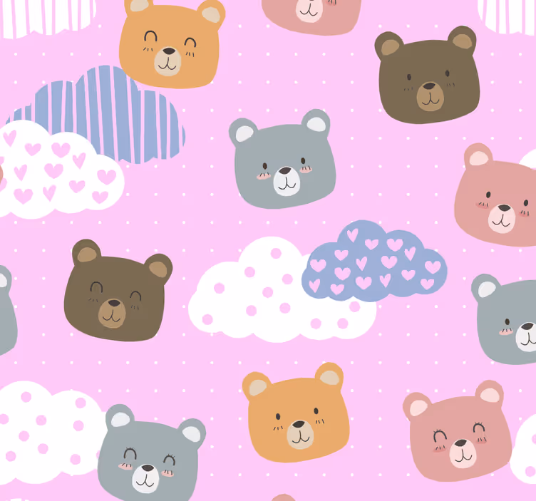 Cortina roller para bebé oso minimalista sonrisa fondo rosa - TenVinilo
