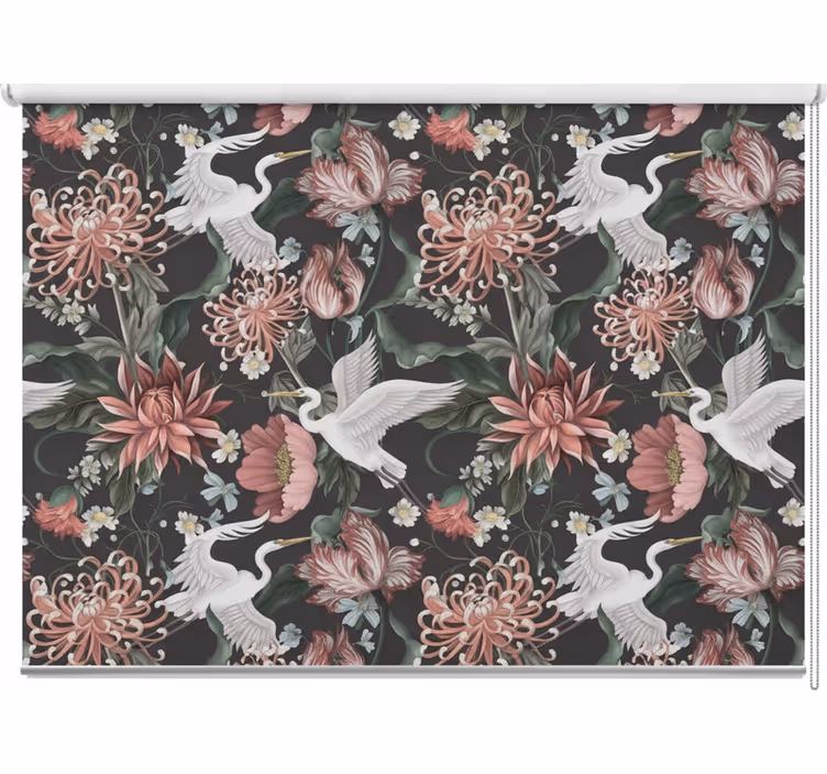 Cortina roller balcón garzas y flores - TenVinilo