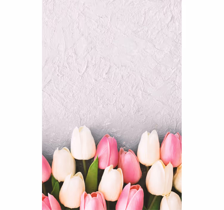 Estor floral Tulipanes blancos y rosas - TenVinilo