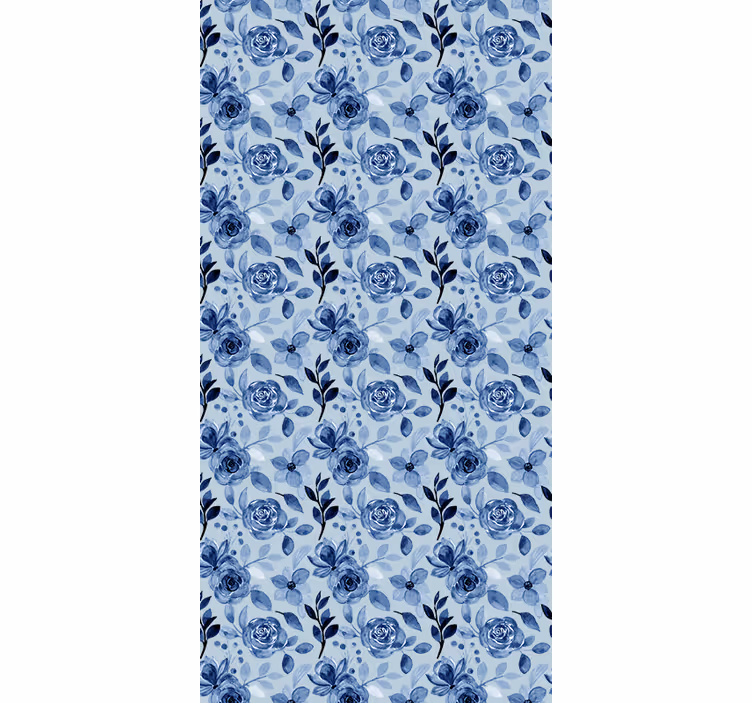 Cortina roller flores arreglo azul - TenVinilo