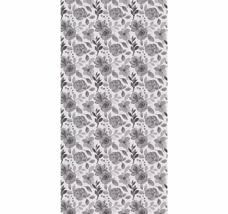 Cortina roller floral elegantes flores grises - TenVinilo