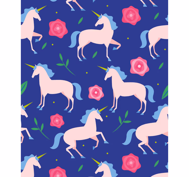 Cortina roller infantil unicornios y flores - TenVinilo