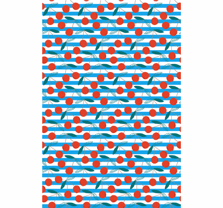 Estor enrollable cocina rayas azules con cerezas - TenVinilo