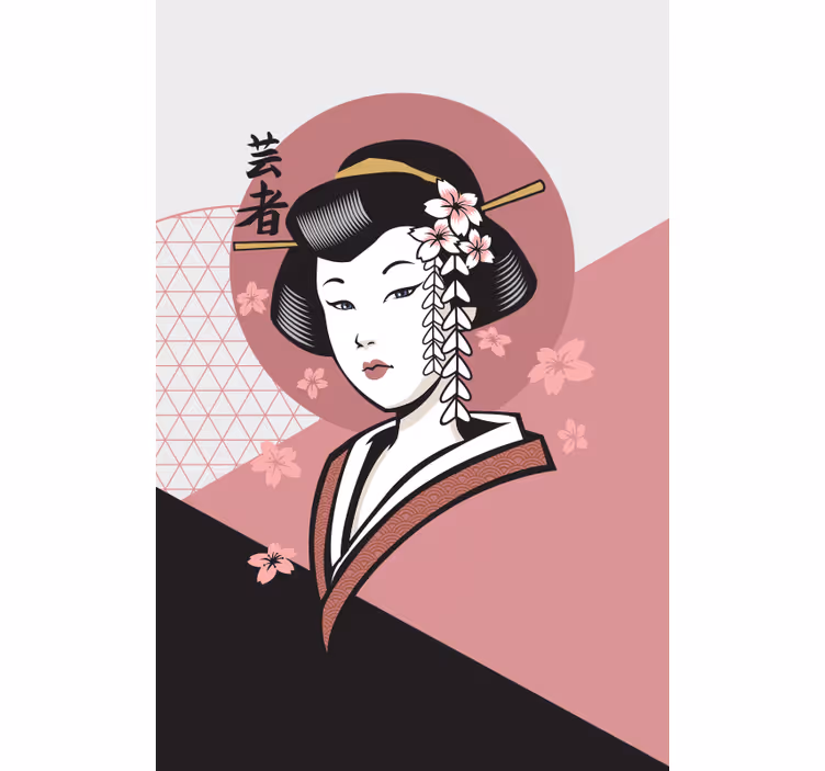 Cortina roller dibujos mujer japonesa elegante - TenVinilo