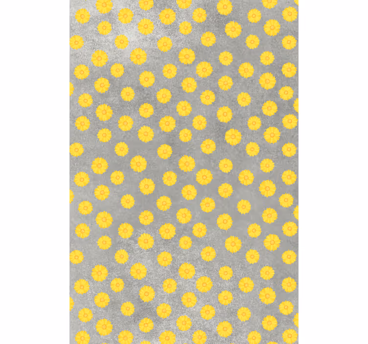 Cortina roller flores patrón gris y amarillo - TenVinilo