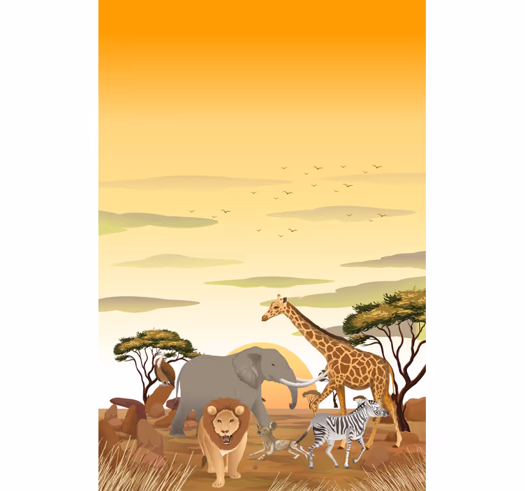 Estor animales Paisaje africano de dibujos animados - TenVinilo