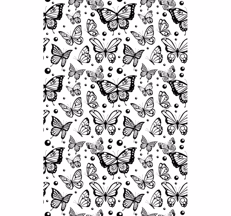 Cortina roller mariposas revoloteando en blanco y negro - TenVinilo