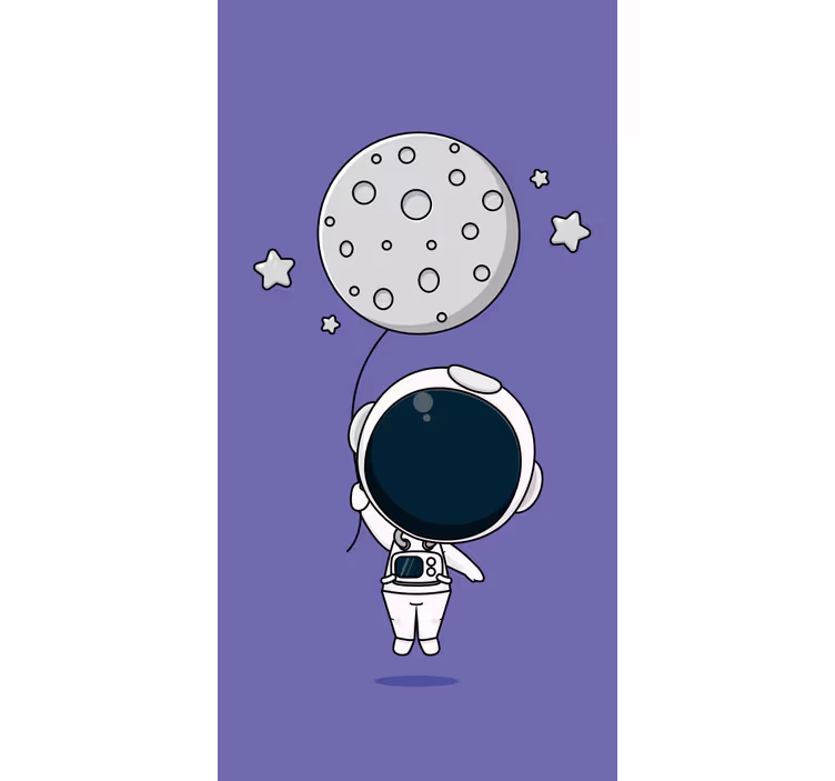 Cortina roller divertida astronauta sosteniendo la luna - TenVinilo