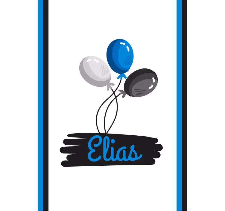 Estor dibujos Globos azules negros con nombre - TenVinilo