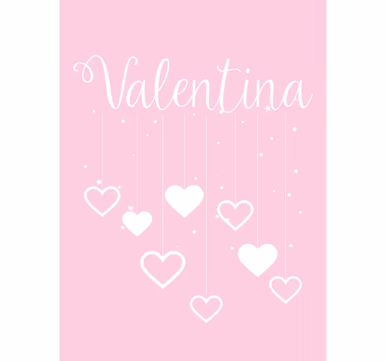 Estor personalizable Corazones colgantes sobre fondo rosa - TenVinilo
