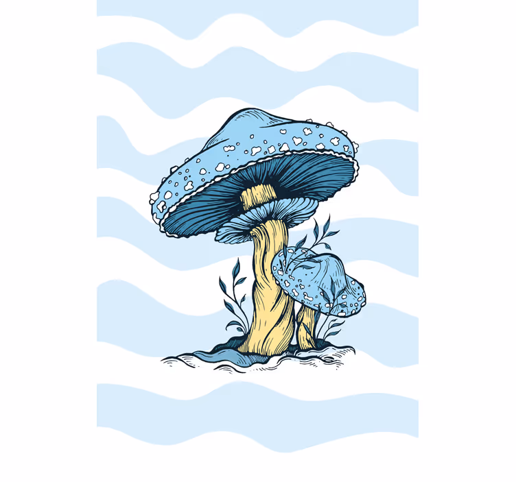 Estor cocina Ilustración de hongo azul - TenVinilo