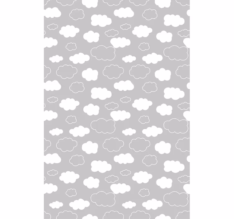 Estor nubes Fondo gris con dibujos animados blancos - TenVinilo