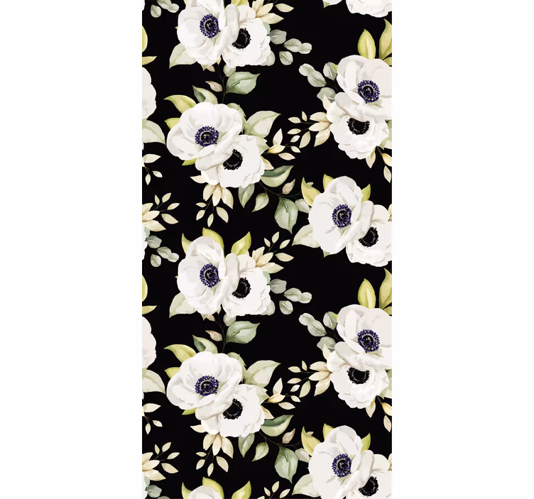 Cortina roller floral elegantes flores blancas - TenVinilo
