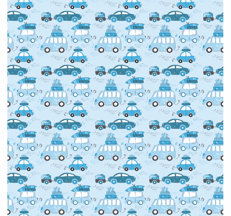 Cortina roller infantil patrón de coches azules - TenVinilo