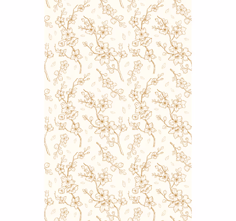 Cortina roller flores patrón de flores beige simple - TenVinilo