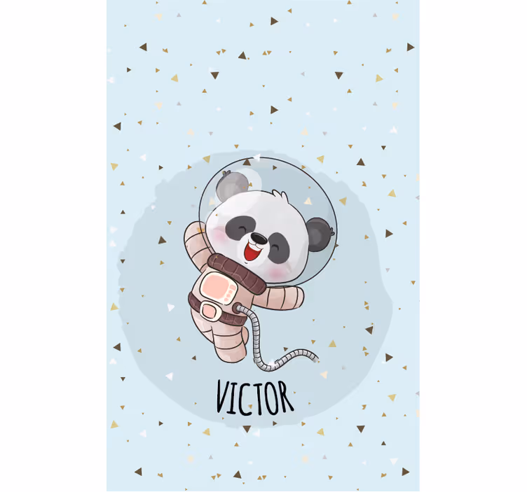 Cortina roller infantil astronauta panda con nombre - TenVinilo