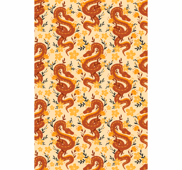Cortina roller animales serpiente con flores - TenVinilo