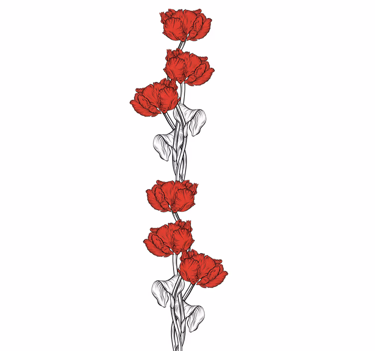 Cortina roller flores elegantes en tonos rojos - TenVinilo