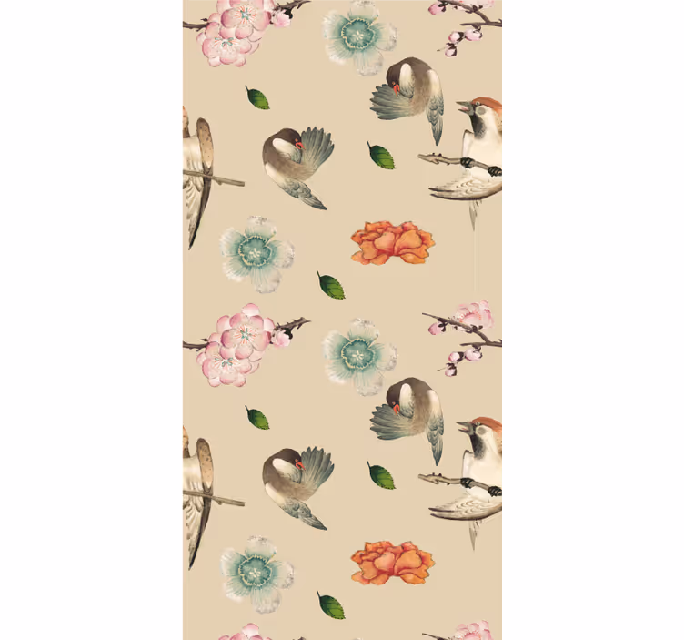 Cortina roller flores diseño aviar beige - TenVinilo