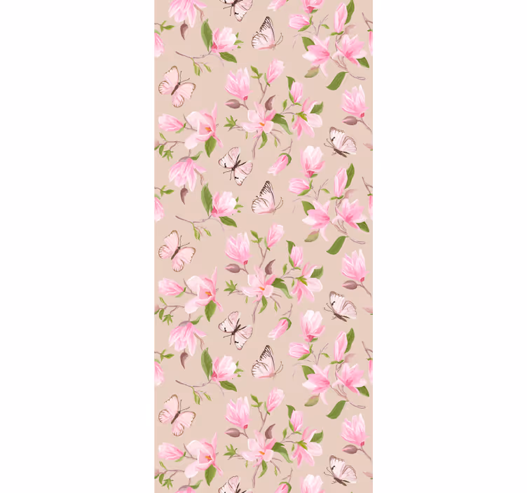 Cortina roller flores delicadas mariposas florales - TenVinilo