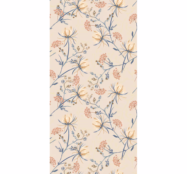 Cortina roller flores patrón floral en color beige - TenVinilo