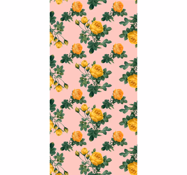 Cortina roller comedor patrón de rosas amarillas - TenVinilo