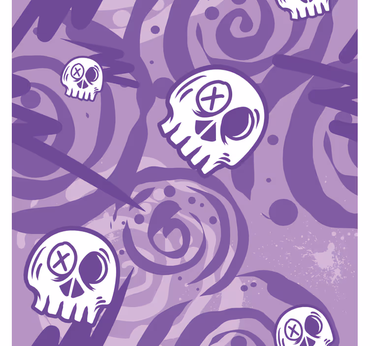 Estor juvenil graffiti lila con calaveras - TenVinilo
