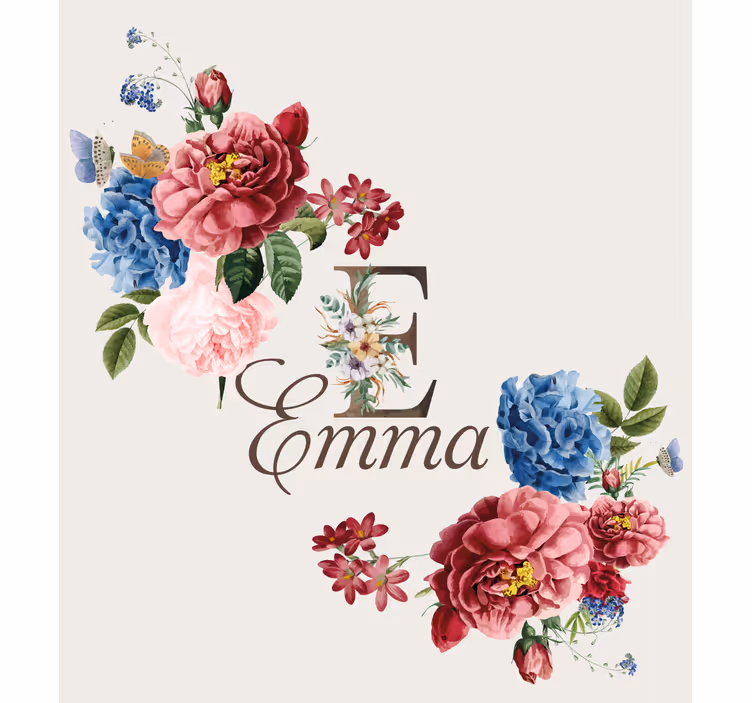 Cortina roller personalizable inicial floral - TenVinilo