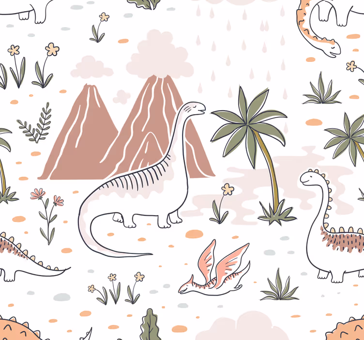 Cortina roller dinosaurios estilo nórdico - TenVinilo