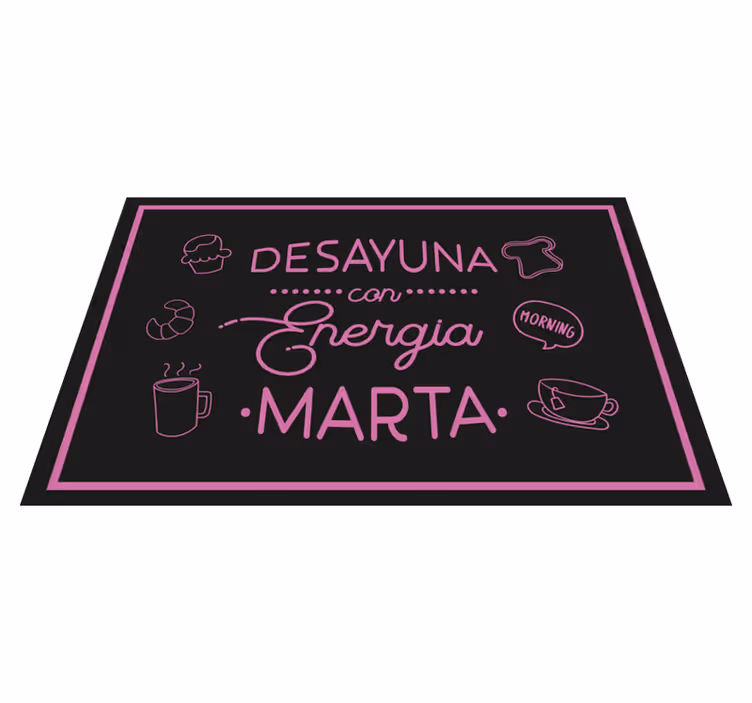 Mantel individual con nombre desayuno enérgico - TenVinilo