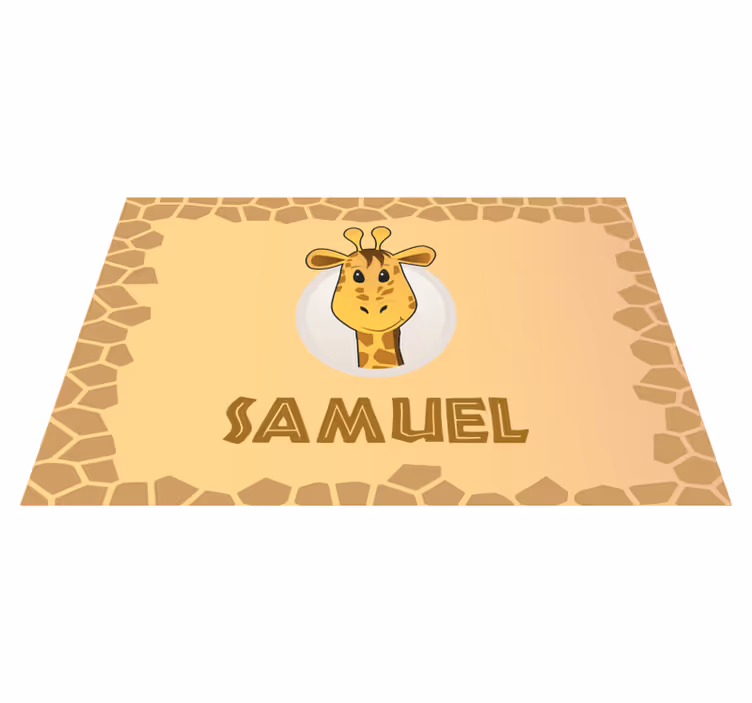 Mantel individual infantil girafa con nombre - TenVinilo
