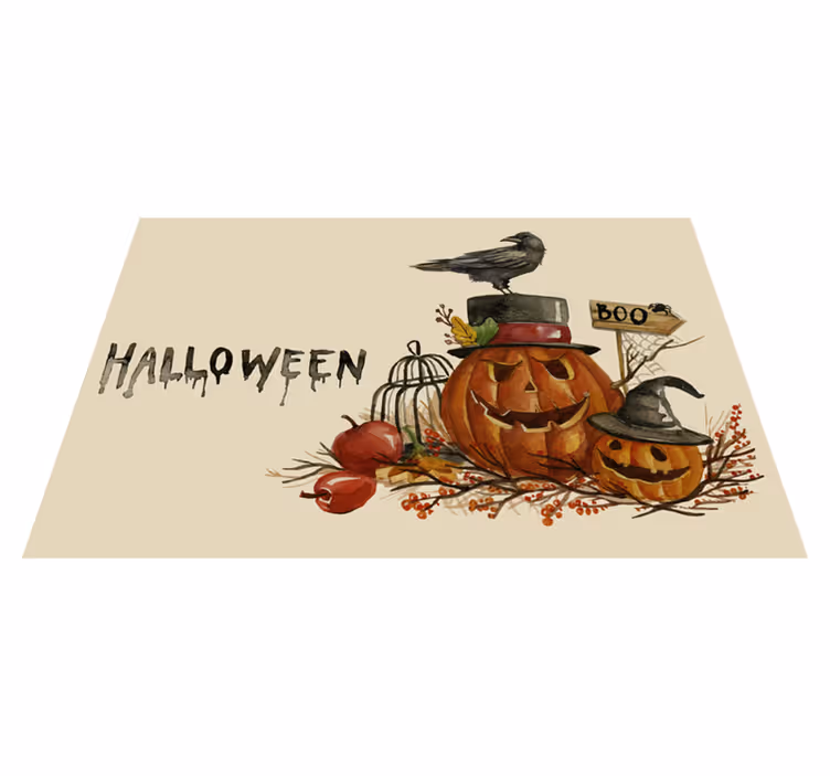 Individual de mesa halloween arreglo festivo de calabazas - TenVinilo