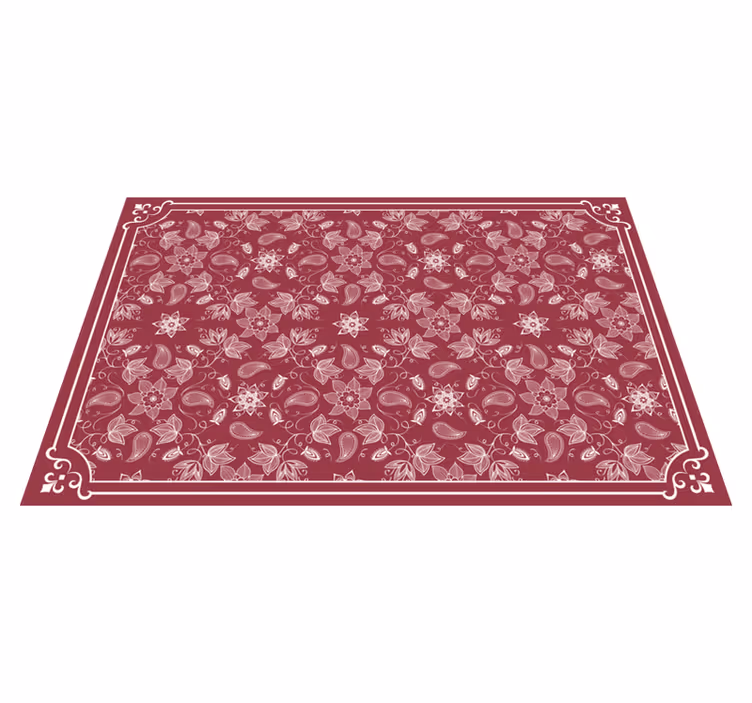 Mantel individual floral paisley color rojo - TenVinilo