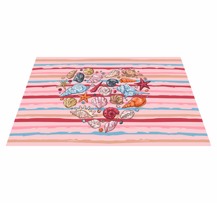 Individual mesa moderno patrón de corazones con conchas - TenVinilo