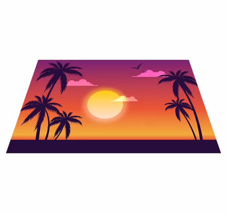 Individual mesa moderno escena de atardecer tropical - TenVinilo