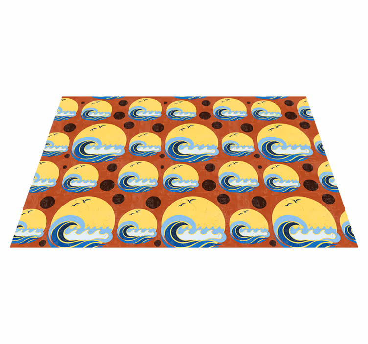 Individual mesa moderno patrón de olas estilizadas - TenVinilo